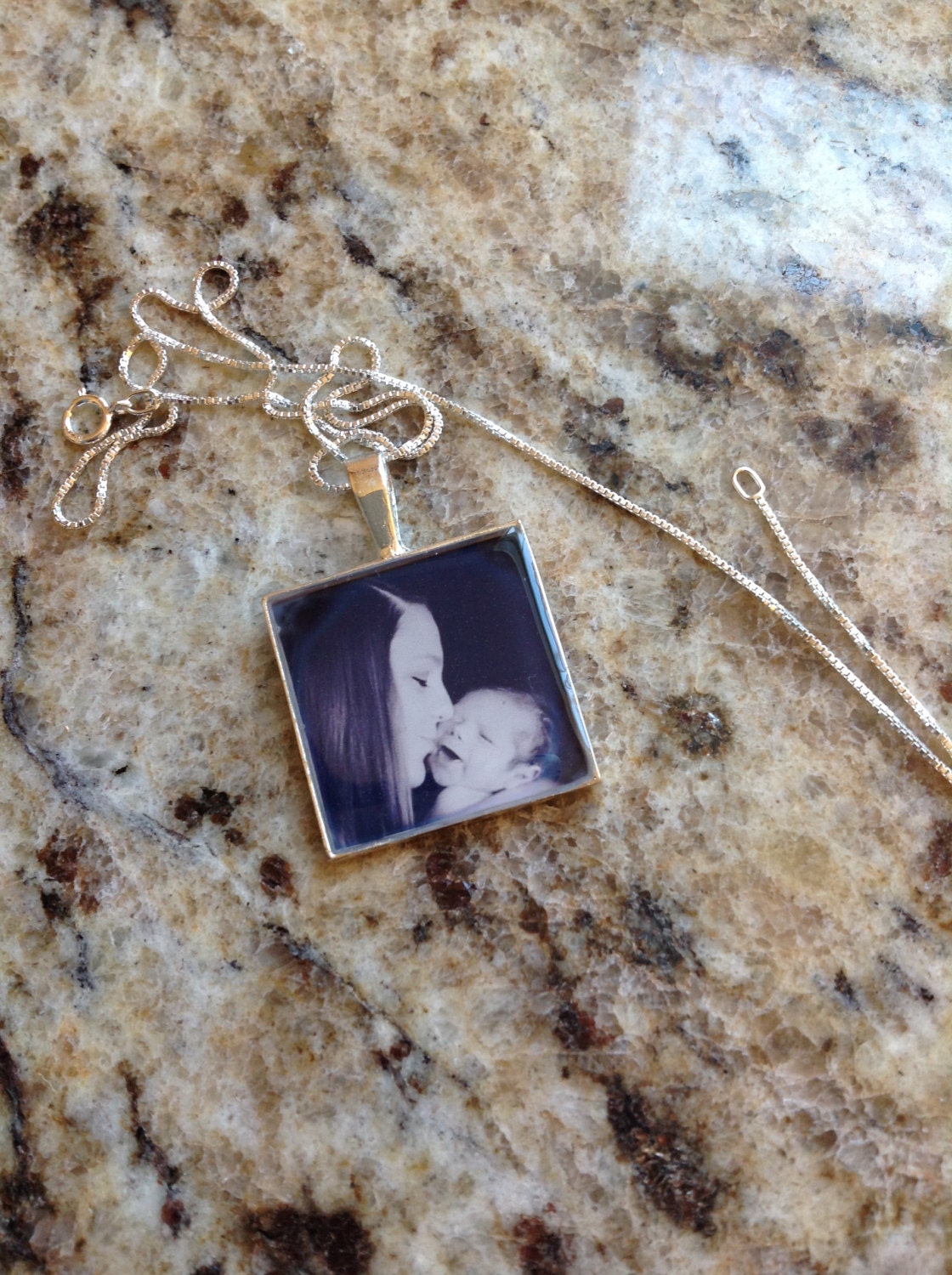 WATERPROOF Photo Necklace with SOLID Sterling Silver Options