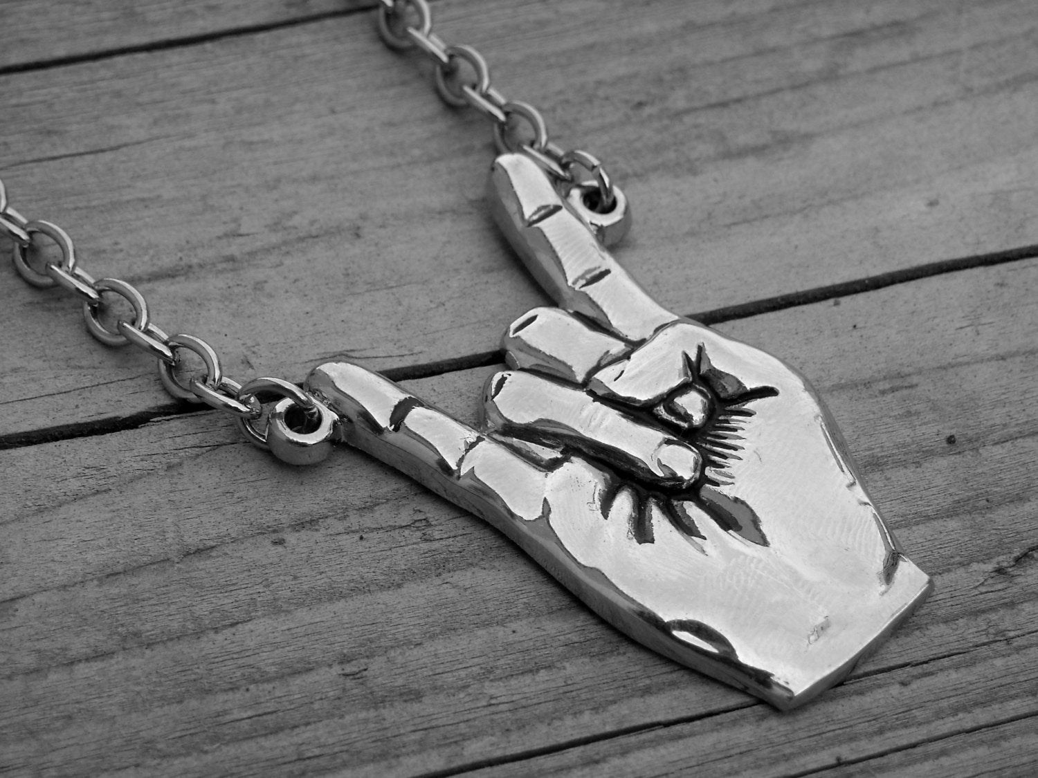 Silver Devil Horns Necklace Heavy Metal Jewelry by InkandRoses13