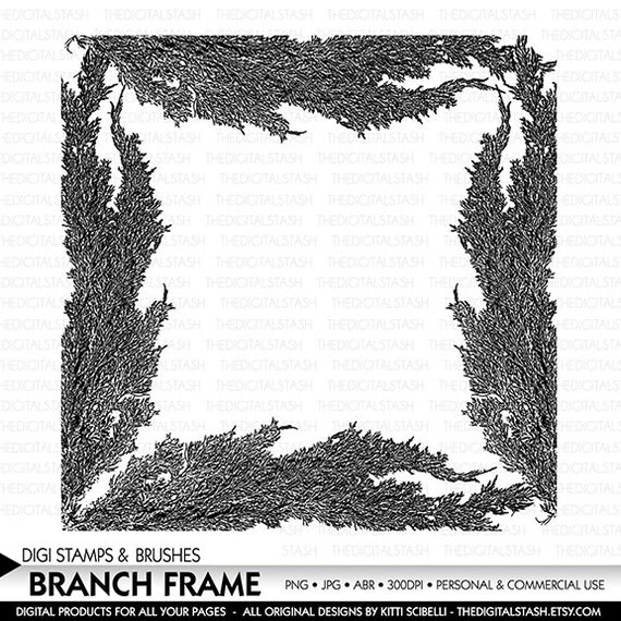 Tree Branch FRAME Border Edging Digital Stamp and Brush