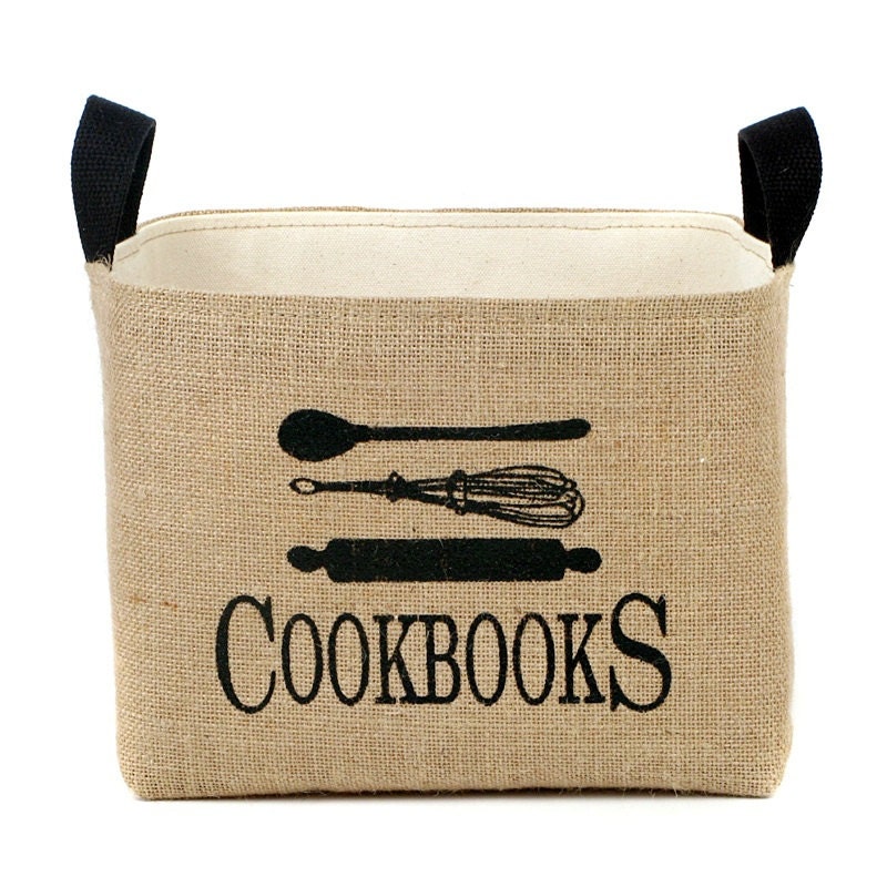 Cookbooks Burlap Storage Bin
