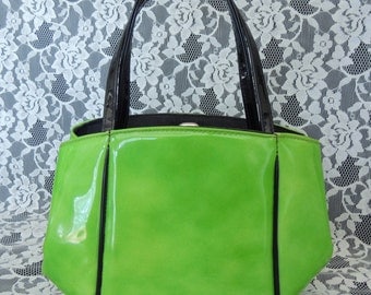 Apple Green Patent Purse Handbag Vintage 60 's