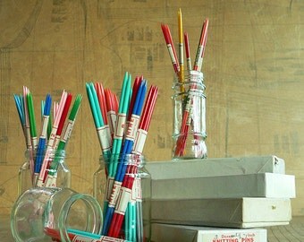 1950s Vintage Double Point Knitting Needles, Set of 4 Needles. Shepherds Needles in Various Sizes & Candy Colours. NOS