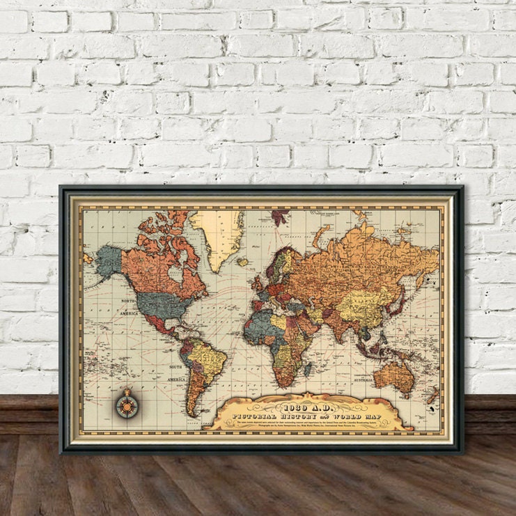 Historic map of the world Map of the world 1939 before