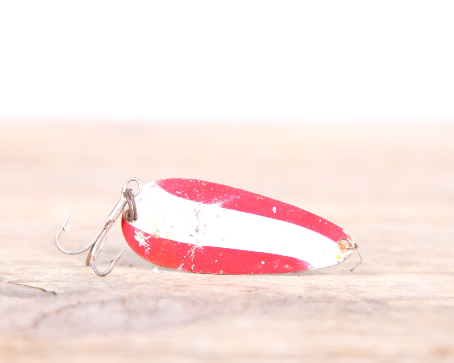 Metal Spoon Fishing Lure / Red White Fishing Decor / by Vintage05
