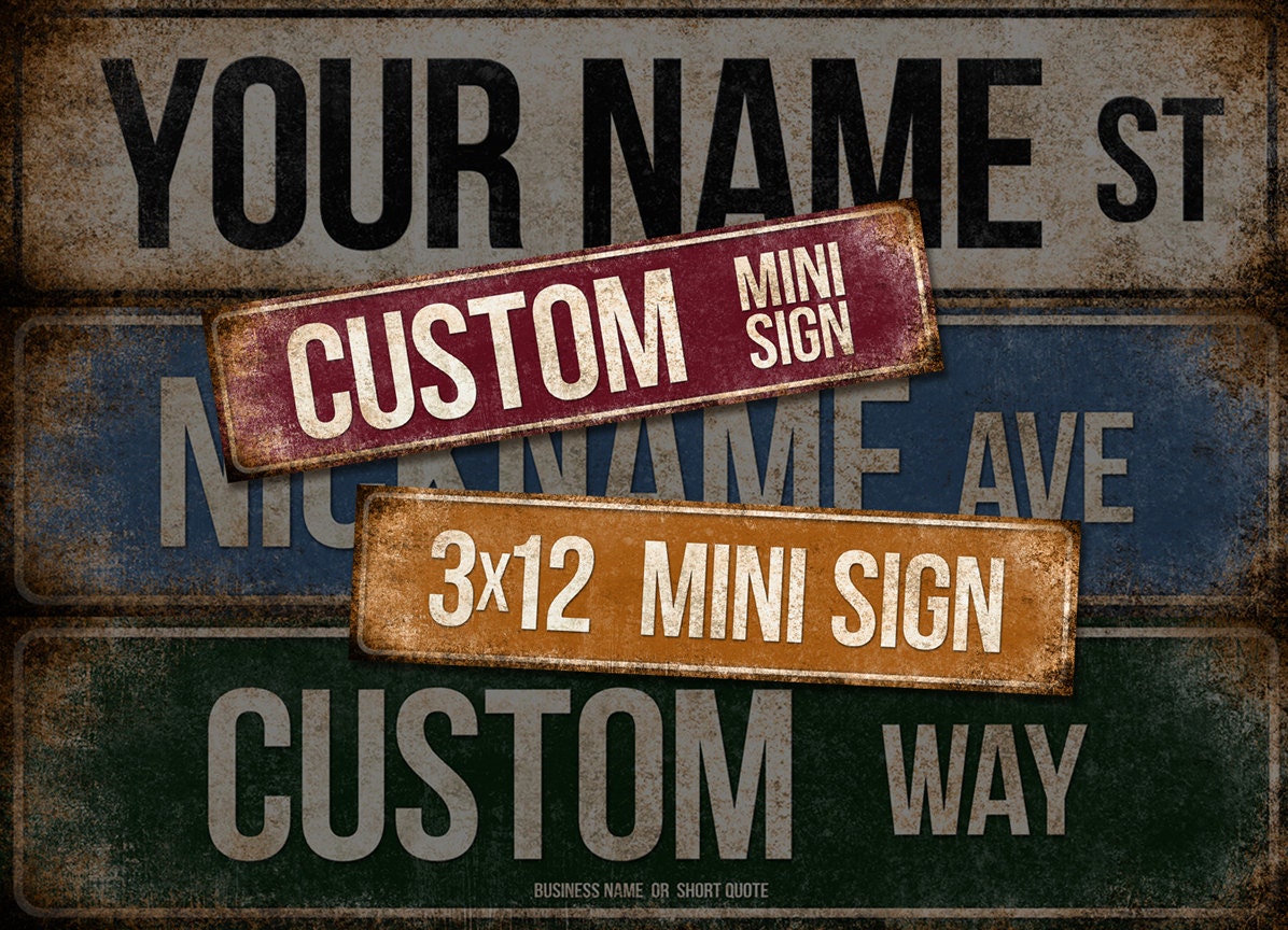 Custom Mini Sign // 1 Metal Street Sign // 3 x by FreedSoulsDesign