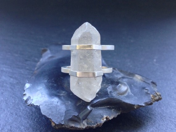 Double Banded Quartz Ring Sterling Silver By TentativeDecisions