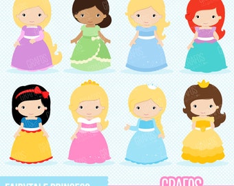 FAIRYTALE PRINCESS - Digital Clipart Set, Princess Clipart, Fairytale Clipart .