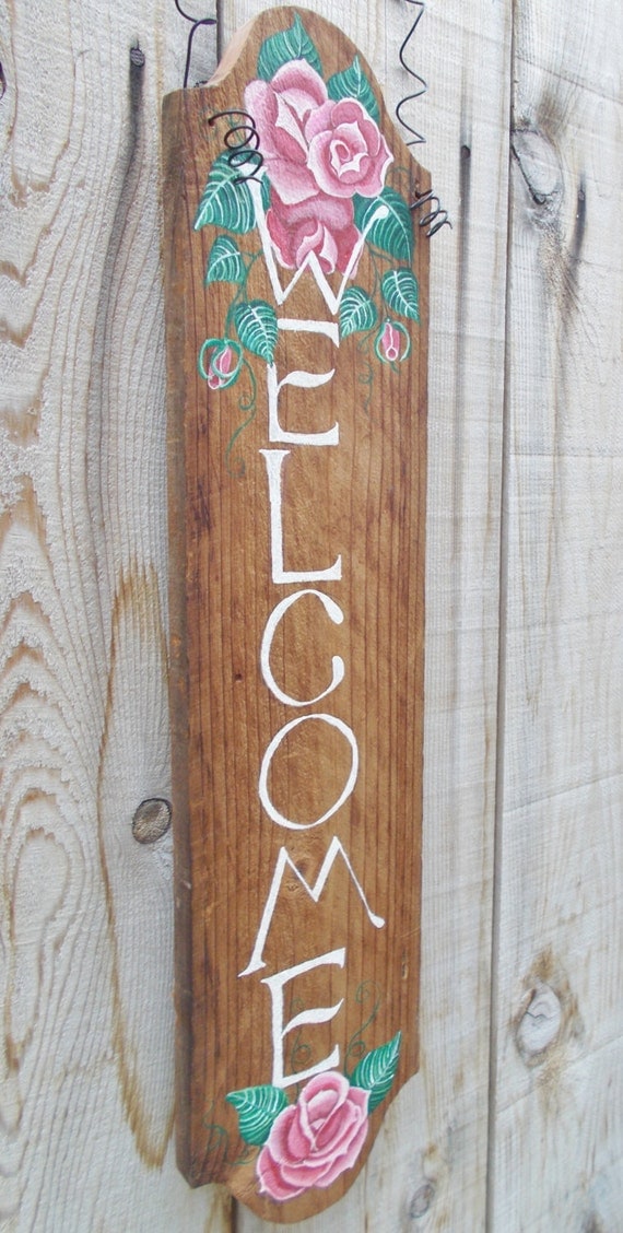 Rustic Wood Sign Hand Painted Cottage by kathleenmelville1