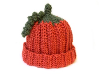 Babies Pumpkin Beanie, Crochet Baby Hat, you pick the size