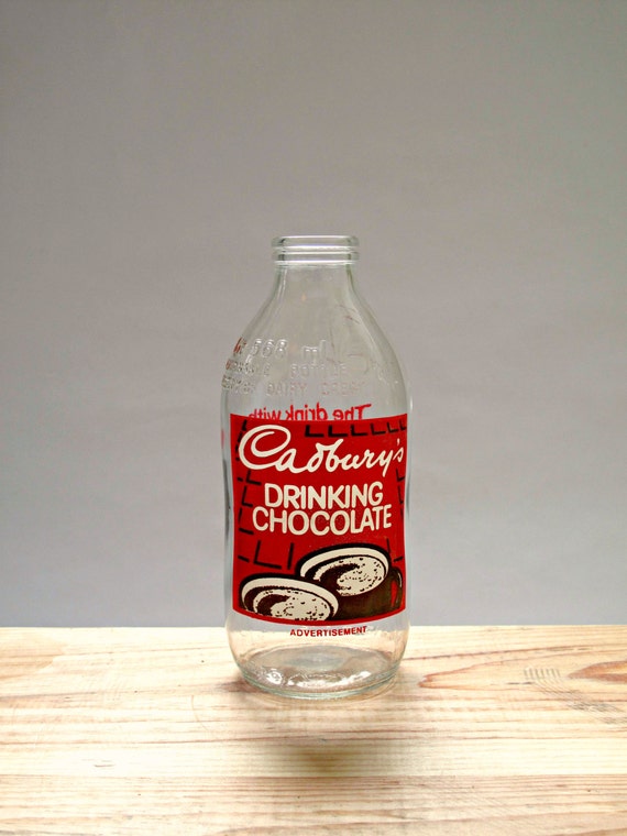 bottle vintage milk Drinking Advertising Milk Cadbury's 1980's Chocolate Vintage Bottle