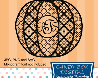 Monogram Pumpkin Silhouette Die Cut for Halloween or Thanksgiving, SVG Files - Commercial Use OK