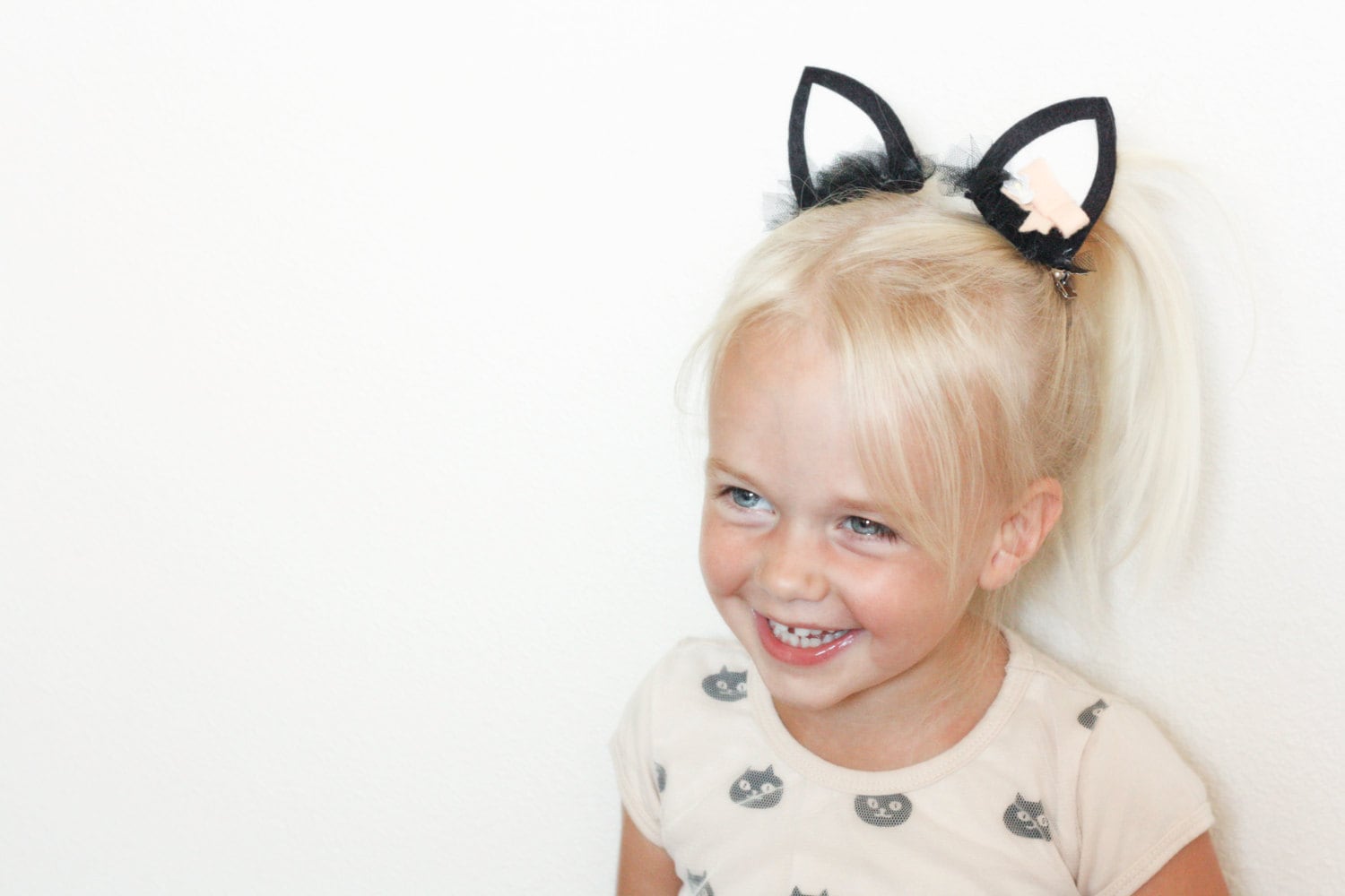 Kitty Cat Hair Felt Hair Clips or Headband Halloween