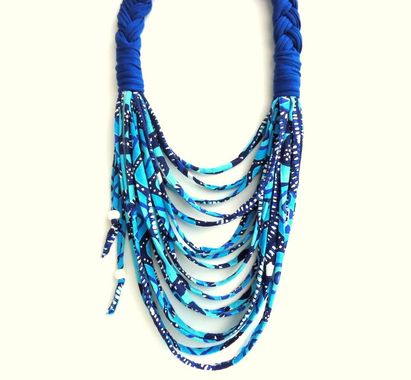 T-shirt yarn necklace scarf necklace ocean by CreationsByAlina