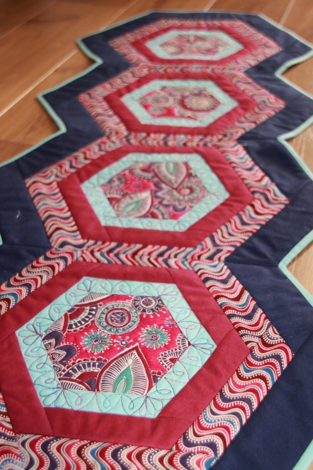 Hexagonal Table Runner Pattern PDF instant download from OliVenTextiles on Etsy Studio