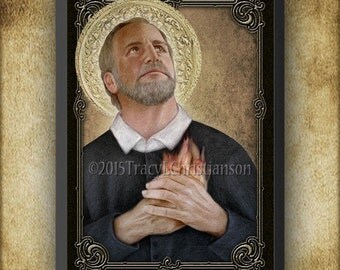 St. Philip Neri, Wood Plaque & Holy Card GIFT SET #3156