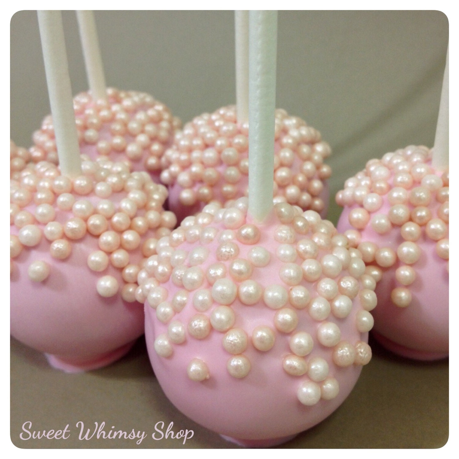 12 Upside-down Pink Pearl Bubbles Cake Pops for birthday