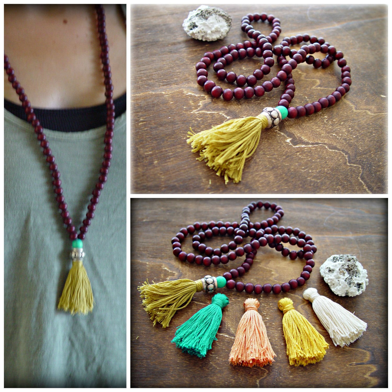 Yoga Mala Necklace Yoga Tassel Necklace 108 beads Mala