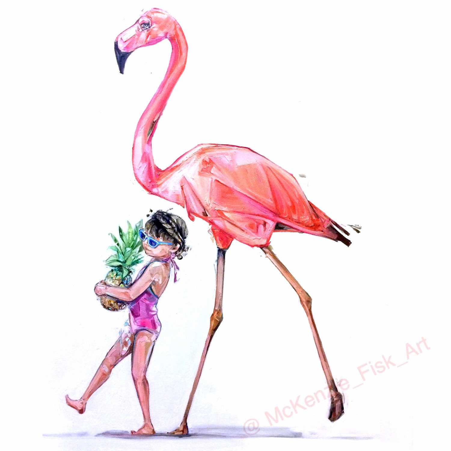 Девочка с Фламинго рисунок