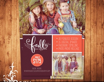 Fall Mini Session Template Photography Marketing board - Photoshop template Instant Download - BUY 1 GET 1 FREE: ms-511