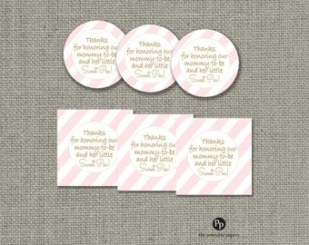 Baby Shower Gift Tags | Thanks for honoring our mommy-to-be and her little sweet pea! | Round or Square Favor Tags | No. IAG133K