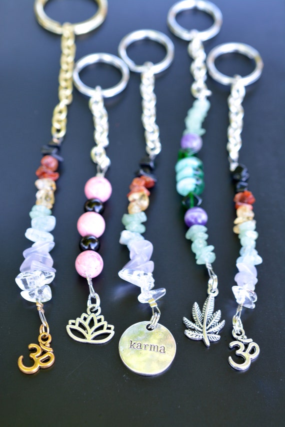 crystal beaded charm key chains by FestivalTreasures on Etsy