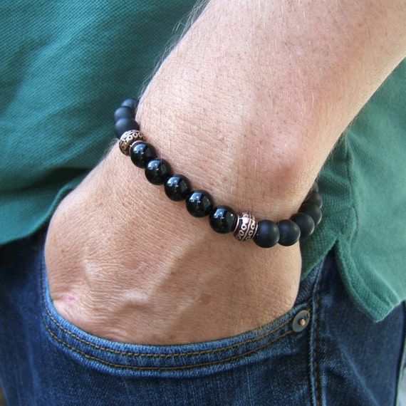 Matte Black & Black Agate Men's Gemstone by SgtPeppersCreations