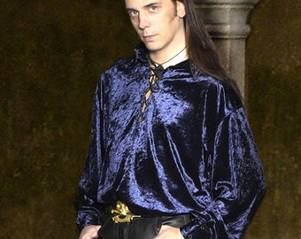 Velvet Pirate / Poet Shirt - Black, Purple, Wine, Green & Blue