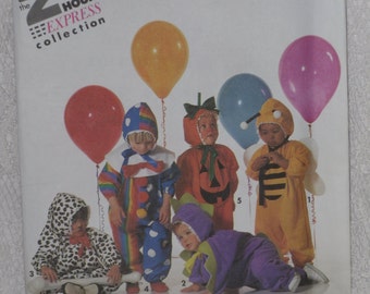 Simplicity 7475 Pattern Toddler Costumes Clown, Pumpkin, Bee, Dinosaur, Dalmation Uncut Size 1/2, 1, 2, 3, 4