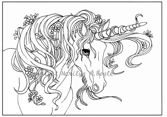 realistic hard unicorn coloring pages