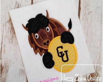Buffalo Monogram Applique embroidery Design - buffalo applique design - mascot appliqué design - school appliqué design