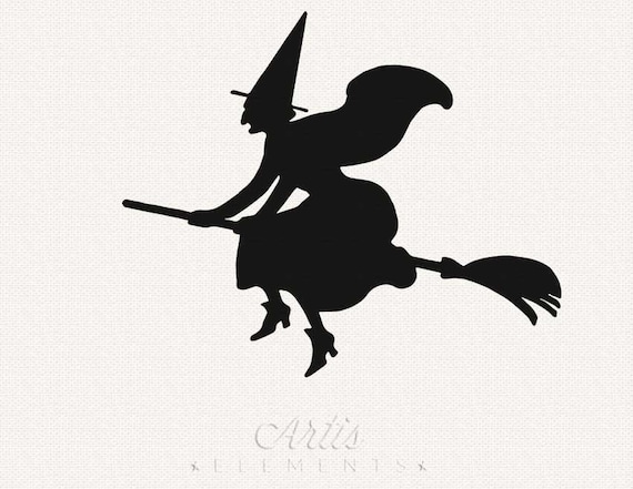 Large Witch on Broom Silhouette - Printable Halloween ...