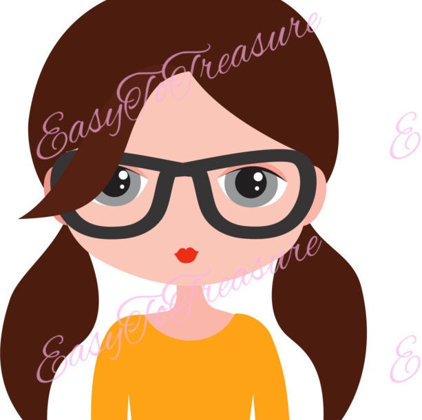 clipart girl with glasses - photo #2