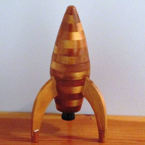 wooden toy rocket ship