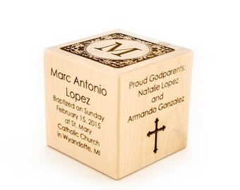 Personalized Baptism Gift Godparents Gift Baby Gift Engraved Wooden Block Dedication Gift Christening Gift Religious Ceremony Baby's Baptism