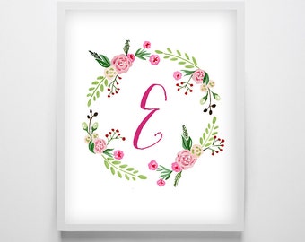 Floral Monogram Printable Monogram Letter Nursery Monogram