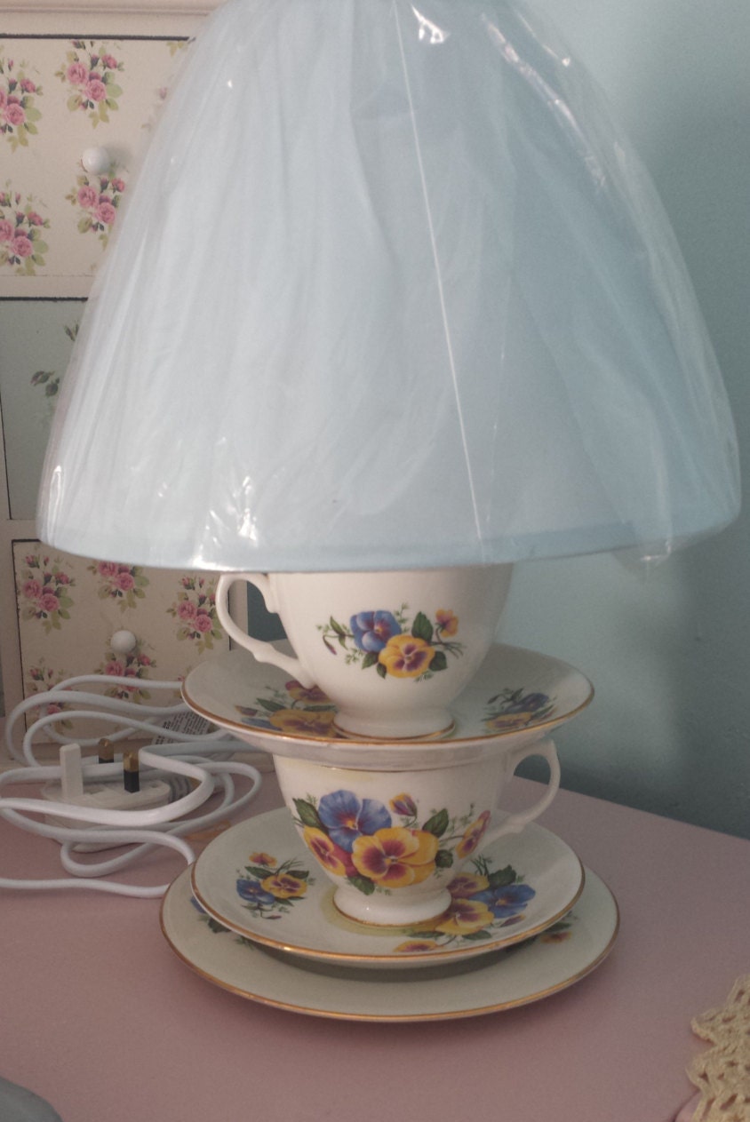 Teacup table lamp home lighting cottage chic lighting