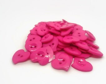 Fuchsia heart buttons, pink heart buttons, hot pink hearts, sewing buttons, sewing supplies, uk button supplies cardmaking supplies