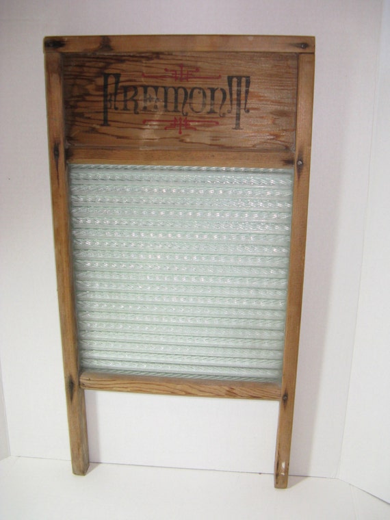 Vintage Primitive washboard wood and glassFremont Stamp