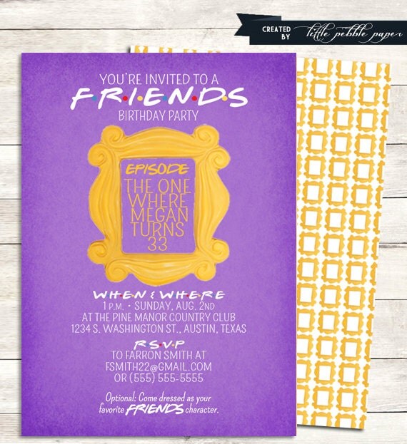 FRIENDS TV Show Shower Invitation Bridal Shower Birthday