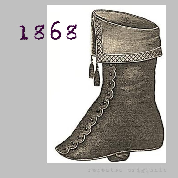 Ladies Overshoe, Gaiter or Spats - Victorian Reproduction PDF Pattern - 1860's - made from original 1868 Harper's Bazar pattern by RepeatedOriginals steampunk buy now online