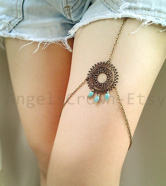 Boho Thigh Chain leg chain leg jewelry gypsy leg by Florifera