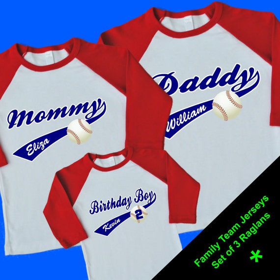 Items similar to Family Baseball Raglan Shirts. Set of 3 Personalized