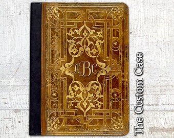Monogrammed Old Book Leather Ipad Case, Vintage Monogrammed Book Ipad Case, Ipad 2/3/4 Case, Ipad Air 1/2 Case, Ipad Mini, Ipad Pro Case