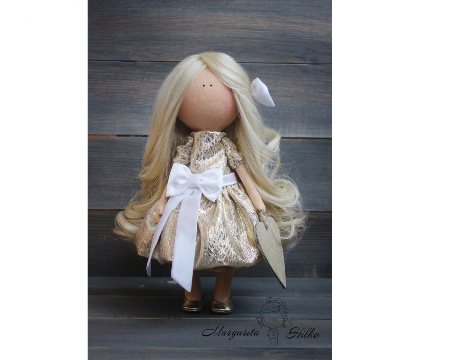 Decor doll Beauty doll handmade gold white by AnnKirillartPlace