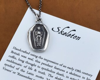 Memento Mori, Memento Vivere - Skeleton Wax Seal Pendant - 104