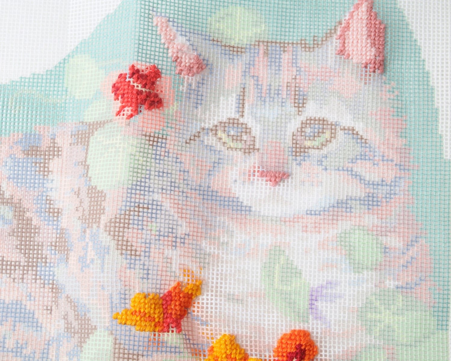 Needlepoint Kit Garden Tabby Cat Design includes by PattyMora