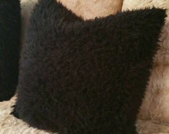 Black Faux Llama Pillow Covers in All Sizes Including, Euro Shams, King and Standard Pillow Shams, Body Pillow Covers