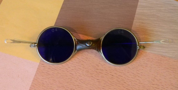 Cool Antique Dark Cobalt Blue Sunglasses For Steampunk Fans