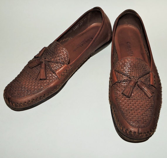 Vintage Cole Haan Country Woven Brown Leather Tassel Loafer