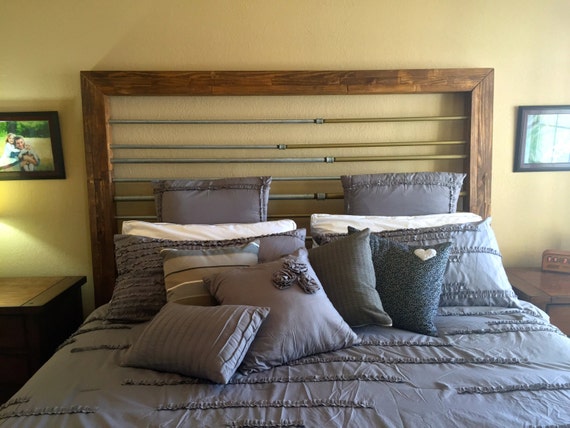 Headboard with Reclaimed Wood and Steel pipe. A Unique headboard for a ...